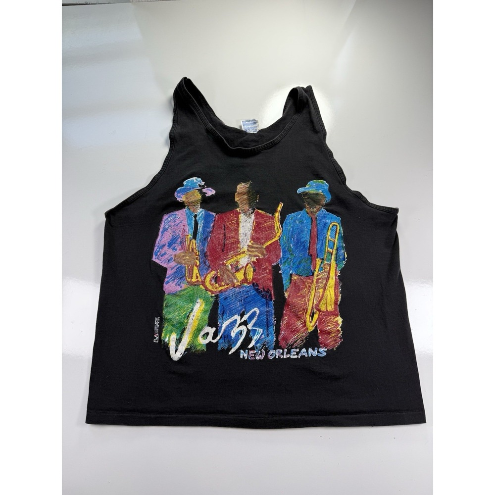 Vintage 90s Hanes Heavyweight T XL Tank Top New Orleans Jazz Graphic USA Made